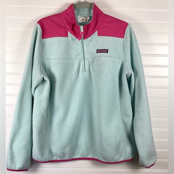 Vineyard Vines 1/4 ZipFleece Pullover Pink, Mint Green Size XL